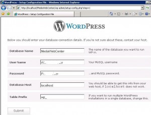 WordPress - DB Configuration