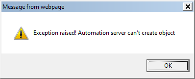 Exception raised! Automation server can't create object