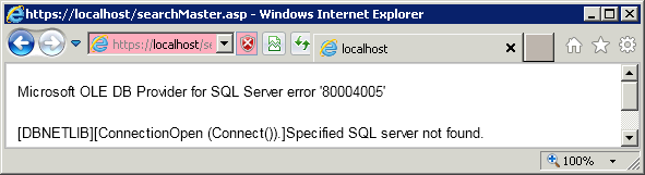 Error-80004005-Specified SQL server not found