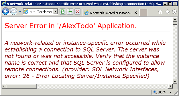 SQL Error 26 - Error Locating Server