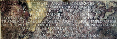 Tomba di Michelangelo - Plaque